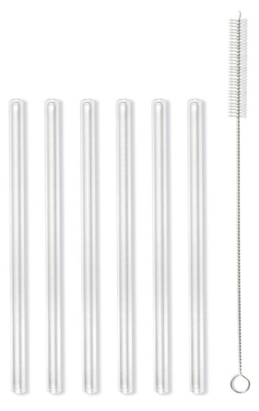 Set di 6 cannucce in vetro per bere, lunghezza 15 cm - Vialli Design