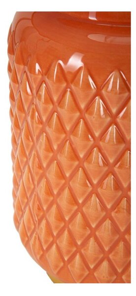 Lampada da tavolo arancione in ceramica con paralume in tessuto (altezza totale 44 cm) – Mauro Ferretti