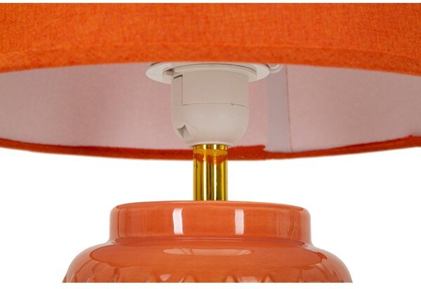 Lampada da tavolo arancione in ceramica con paralume in tessuto (altezza totale 44 cm) – Mauro Ferretti