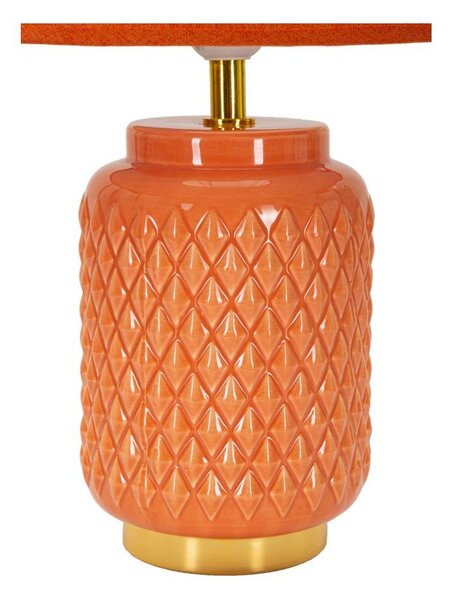 Lampada da tavolo arancione in ceramica con paralume in tessuto (altezza totale 44 cm) – Mauro Ferretti