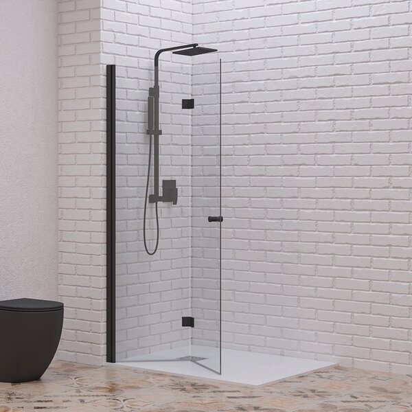 KAMALU - Doccia walk in a libro 60 cm colore nero | KSW7000N