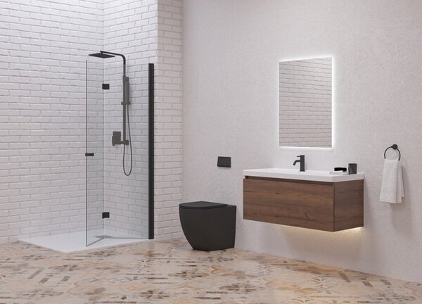 KAMALU - Doccia walk in a libro 60 cm colore nero | KSW7000N