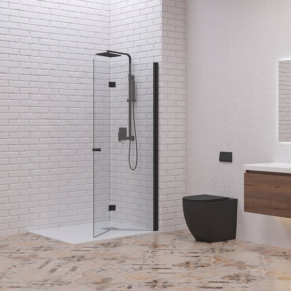 KAMALU - Doccia walk in a libro 60 cm colore nero | KSW7000N