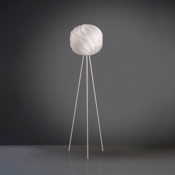 Lampada Da Terra Treppiede Globe 1 Luce In Polilux Bianco D40 Made In Italy