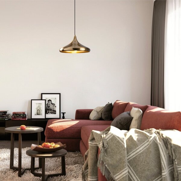 Lampadario dorato con paralume in metallo ø 35 cm Nile – Opviq lights