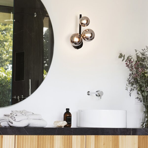 Applique Contemporanea Perlage Metallo Nero 3 Luci G9 3W 3000K Luce Calda