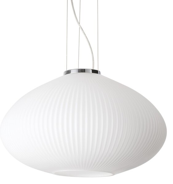 Sospensione Moderna Plisse' Metallo Cromo 1 Luce E27 D45Cm