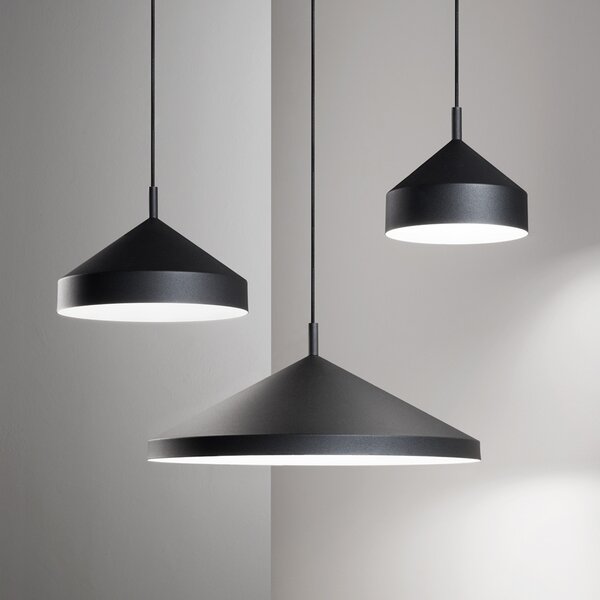 Sospensione Industrial-Minimal Yurta Metallo Nero 1 Luce E27 D30