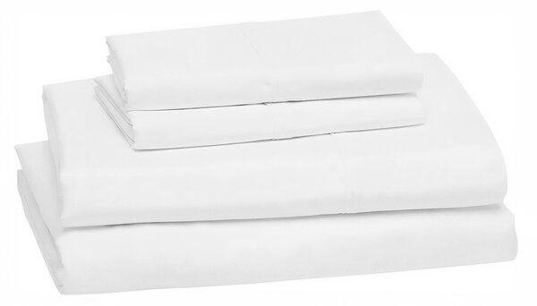 Completo Lenzuola Monocolore Bianco Matrimoniale