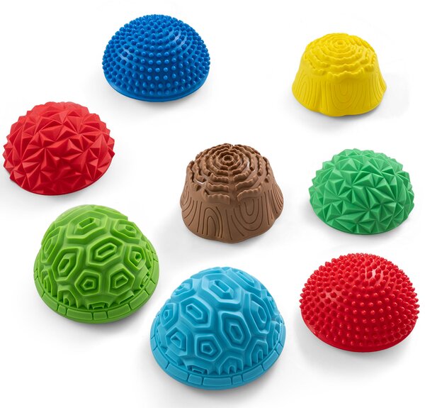 Costway Pietre di equilibrio per bambini set di 8 pezzi con superficie superiore ruvida e fondo antiscivolo gioco montessori, Pietre gioco per interno ed esterno