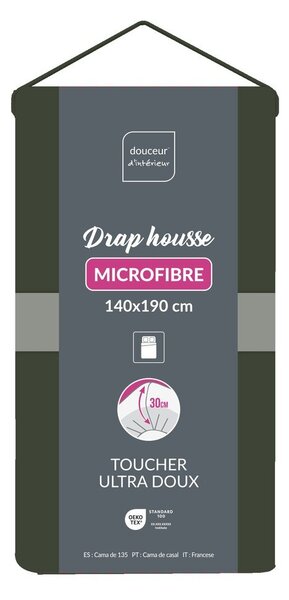 Lenzuolo con angoli color kaki in microfibra 140x190 cm Oscar – douceur d'intérieur