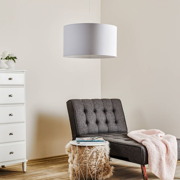 Lampada a sospensione Roller Duolla, dimmerabile, Bianco / Opale, Soggiorno / Sala da pranzo, Tessuto / Stoffa / Seta, Moderno, Lampada a sospensione