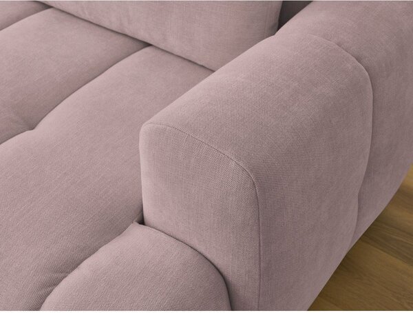 Divano angolare rosa allungabile e con contenitore (penisola a sinistra/chaise lounge) con rivestimento in ciniglia Fuji – Bobochic Paris
