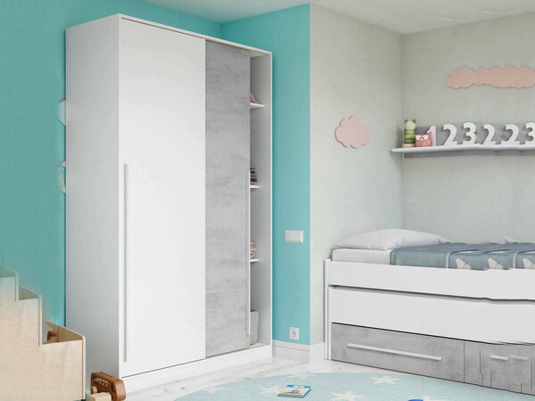 Guardaroba con appendiabiti cemento e bianco 120x200h cm - Aristode