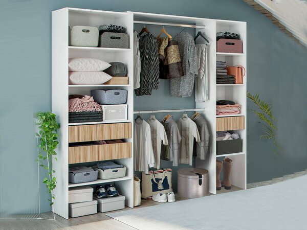 Cabina armadio classica bianca e rovere 196x187h cm - Ary