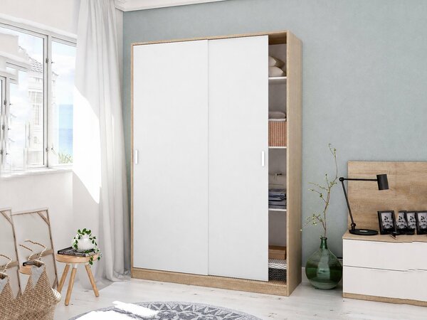 Guardaroba moderno rovere e bianco 120x200h cm - Adrenalin