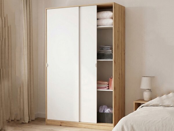 Guardaroba con ripiani regolabili bianco e rovere nodi 120x200h cm - Adrenalin