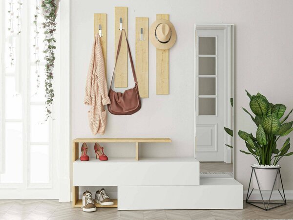 Mobile per ingresso sospeso 2 ante bianco e rovere 137x54h cm - Ascari