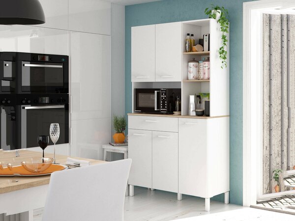 Credenza- bianco e rovere con cassetto 108x186h cm - Abbaio