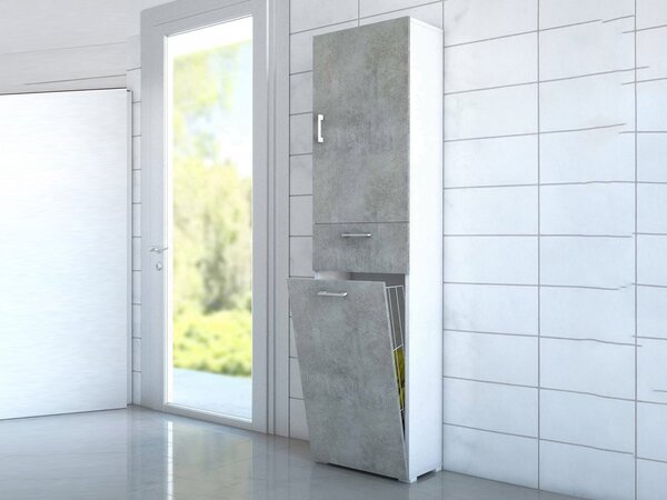 Armadio cemento e bianco con cassetto 45x195h cm - Aryanne