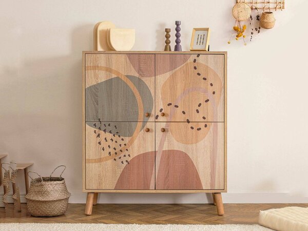 Credenza multicolore chic 95x36x111h cm 4 ante - Agyemang