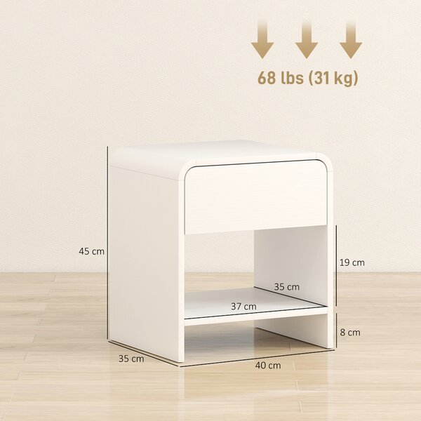 HOMCOM Set 2 comodini moderni con cassetto e scomparto aperto, 40x35x45 cm, bianco | Aosom Italy