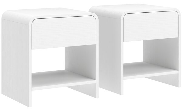 HOMCOM Set 2 comodini moderni con cassetto e scomparto aperto, 40x35x45 cm, bianco | Aosom Italy