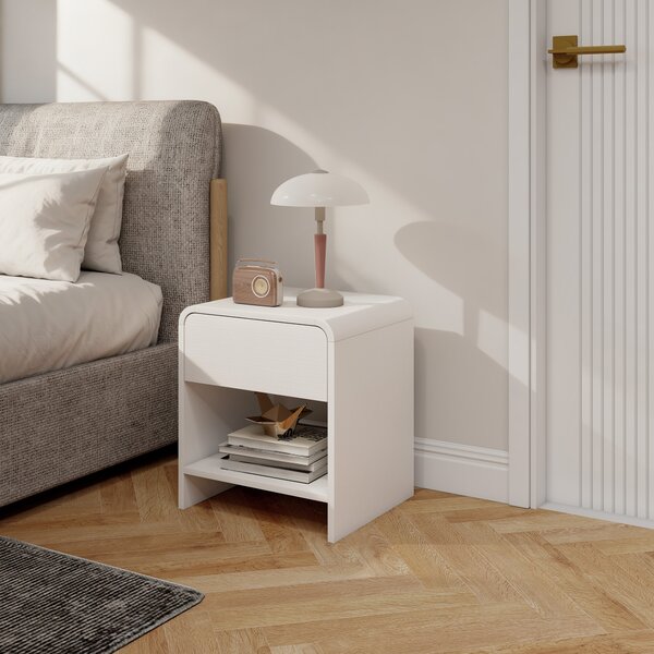 HOMCOM Set 2 comodini moderni con cassetto e scomparto aperto, 40x35x45 cm, bianco | Aosom Italy