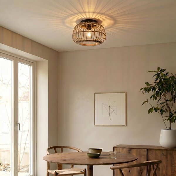 Plafoniera Lindby, Bominio, dimmerabile, Legno, Soggiorno, Legno, Scandinavo