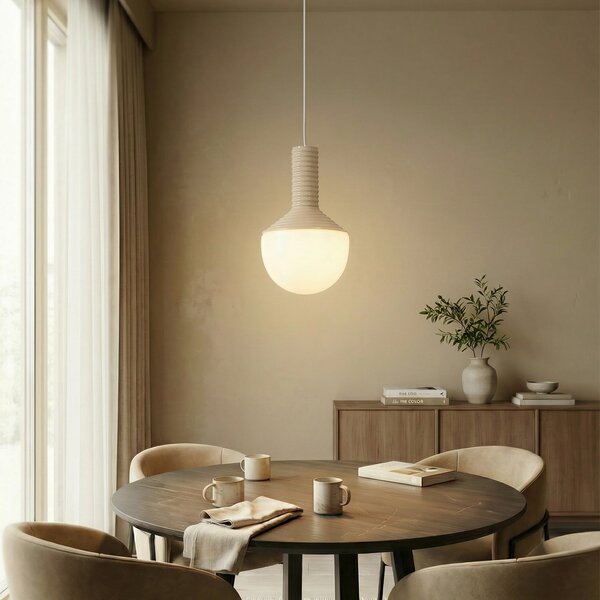 Lampada a sospensione Lucande, Florine, dimmerabile, Beige, Soggiorno, Ceramica, Design
