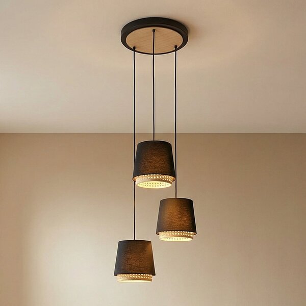 Lampada a sospensione Lindby, Ananya, dimmerabile, Nero, Soggiorno, Metallo, Campagna / rustico
