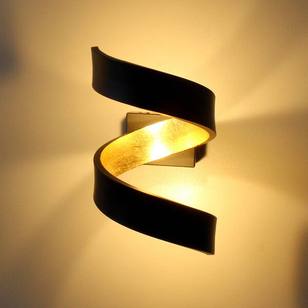Eco-Light Applique a LED Helix, nero-oro, 17 cm
