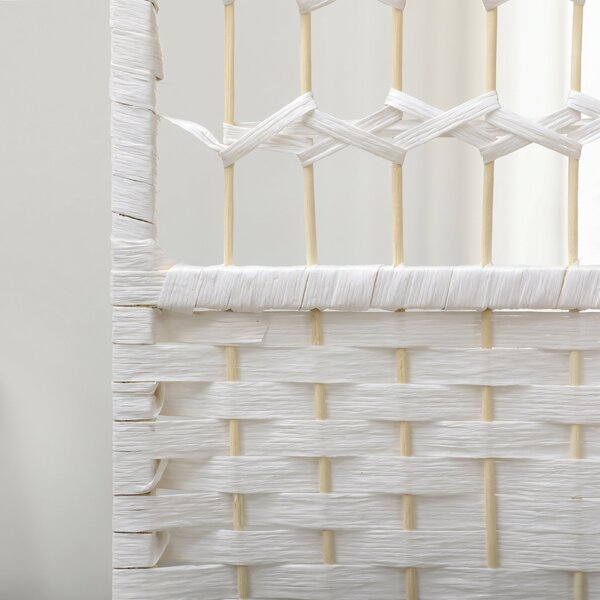 HOMCOM Paravento pieghevole a 6 pannelli in corda di carta, 160x170 cm, bianco | Aosom Italy