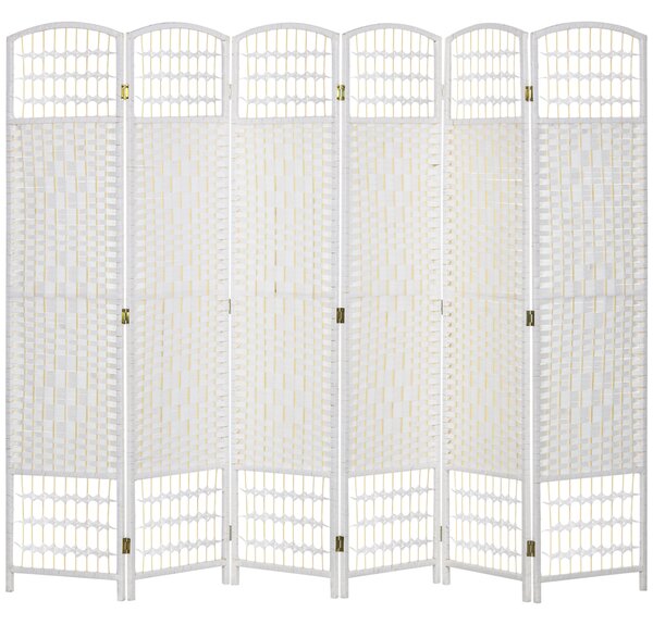HOMCOM Paravento pieghevole a 6 pannelli in corda di carta, 160x170 cm, bianco | Aosom Italy