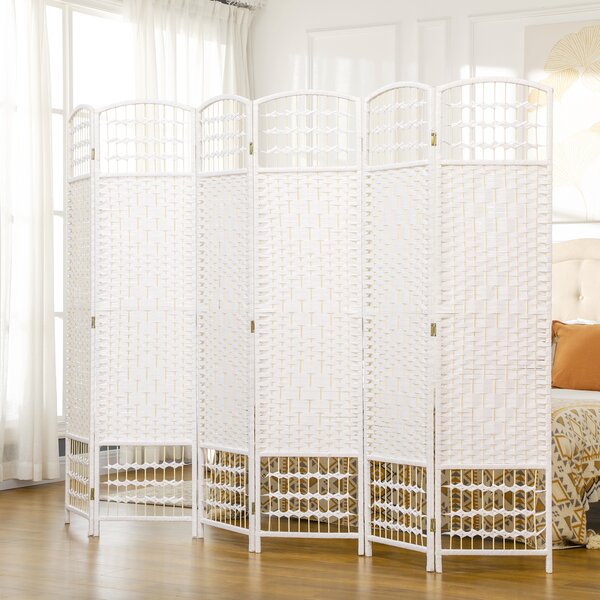 HOMCOM Paravento pieghevole a 6 pannelli in corda di carta, 160x170 cm, bianco | Aosom Italy