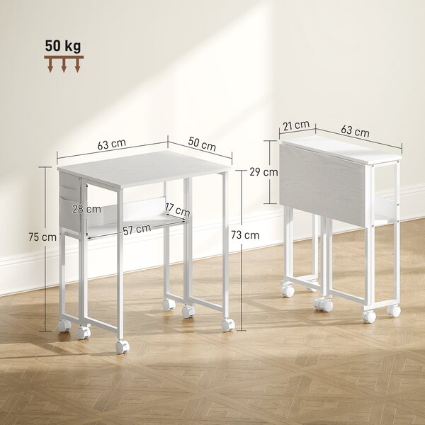 HOMCOM Scrivania pieghevole trasformabile in tavolino laterale con ripiano aperto, bianco | Aosom Italy