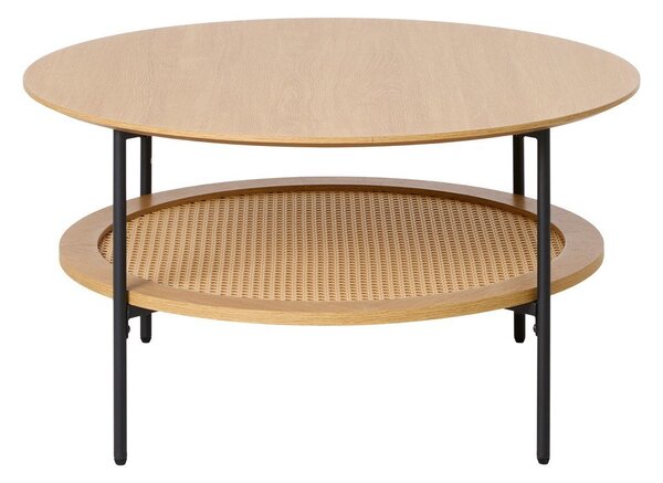 Tavolino da salotto rotondo di colore naturale con effetto rovere ø 80 cm Pensacola – Unique Furniture