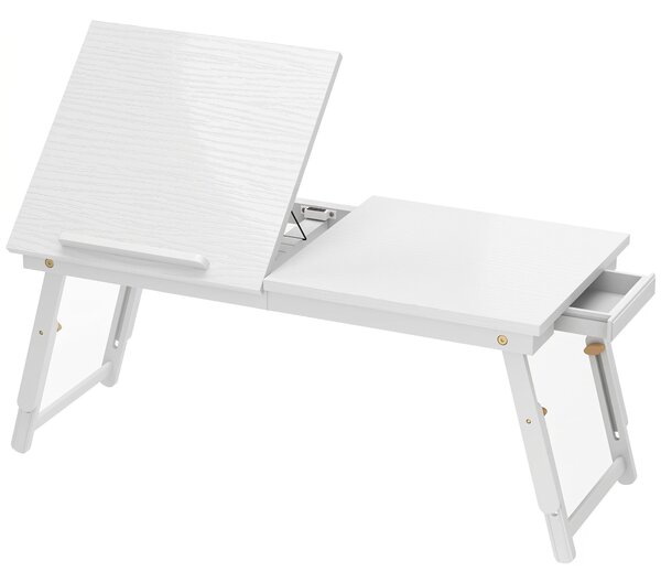 HOMCOM Tavolino da letto pieghevole e regolabile con piano inclinabile per laptop, bianco | Aosom Italy