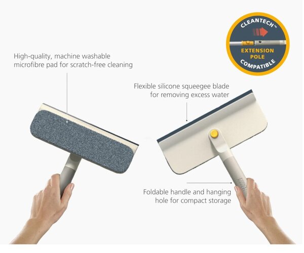 Joseph Joseph CleanTech 2 in 1 Tergivetro con Panno in Microfibra e Spatola in Silicone