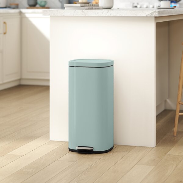 HOMCOM Pattumiera da cucina 30 L a pedale con coperchio soft-close e fermo apertura, verde | Aosom Italy