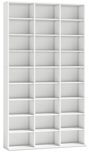 HOMCOM Scaffale multimediale per 835 CD o 500 DVD con 21 ripiani regolabili, bianco | Aosom Italy