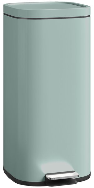 HOMCOM Pattumiera da cucina 30 L a pedale con coperchio soft-close e fermo apertura, verde | Aosom Italy