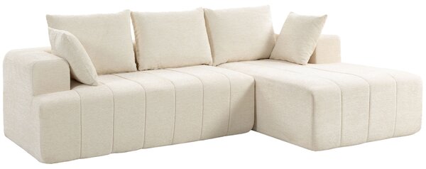 HOMCOM Divano letto angolare 3 posti in ciniglia con penisola, 256 cm, beige | Aosom Italy