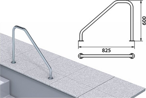 Maniglione per piscina/corrimano per scale in acciaio inossidabile V4A lucido