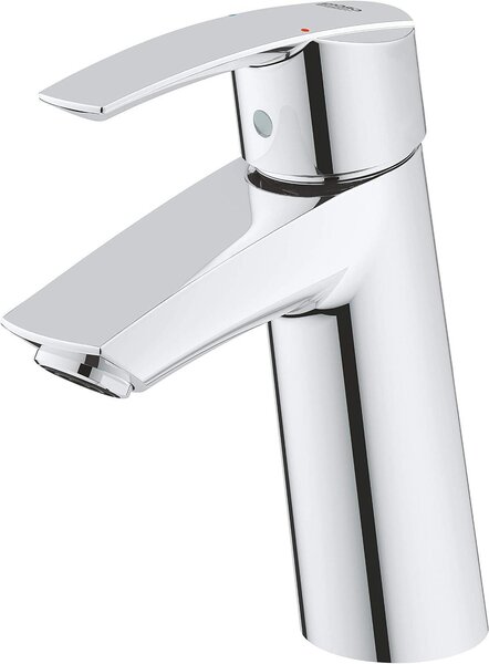 Miscelatore per lavabo, taglia M - Rubinetto per bagno - Uso quotidiano - Fissaggio nascosto - Altezza del beccuccio: 122 mm - Argento