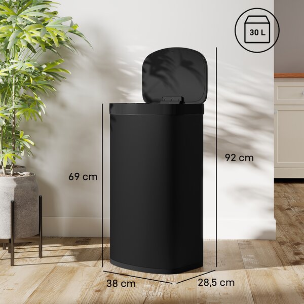 HOMCOM Bidone con sensore 55 L e coperchio soft-close in acciaio, nero | Aosom Italy