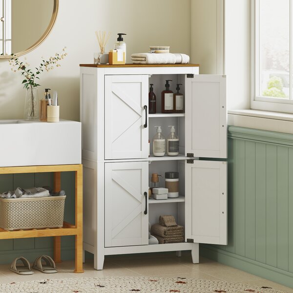 HOMCOM Armadio da bagno stretto con ante stile fienile e 4 ripiani, 60x30x110 cm, bianco | Aosom Italy