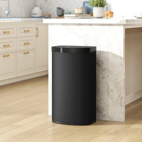 HOMCOM Bidone con sensore 55 L e coperchio soft-close in acciaio, nero | Aosom Italy