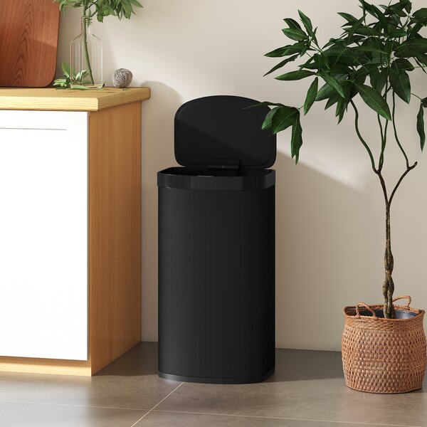 HOMCOM Bidone con sensore 55 L e coperchio soft-close in acciaio, nero | Aosom Italy