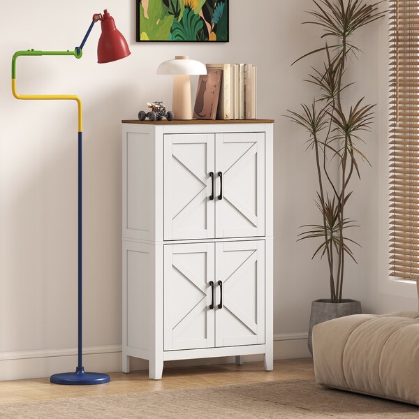 HOMCOM Armadio da bagno stretto con ante stile fienile e 4 ripiani, 60x30x110 cm, bianco | Aosom Italy